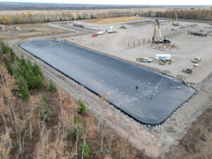 Photo of a geosythetic liner installation in Canada